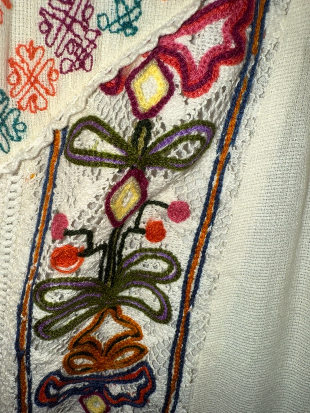 Anthropologie Khavita Bhartia Cream Midi Dress with Multicolor Floral Embroidery - Picture 12 of 13